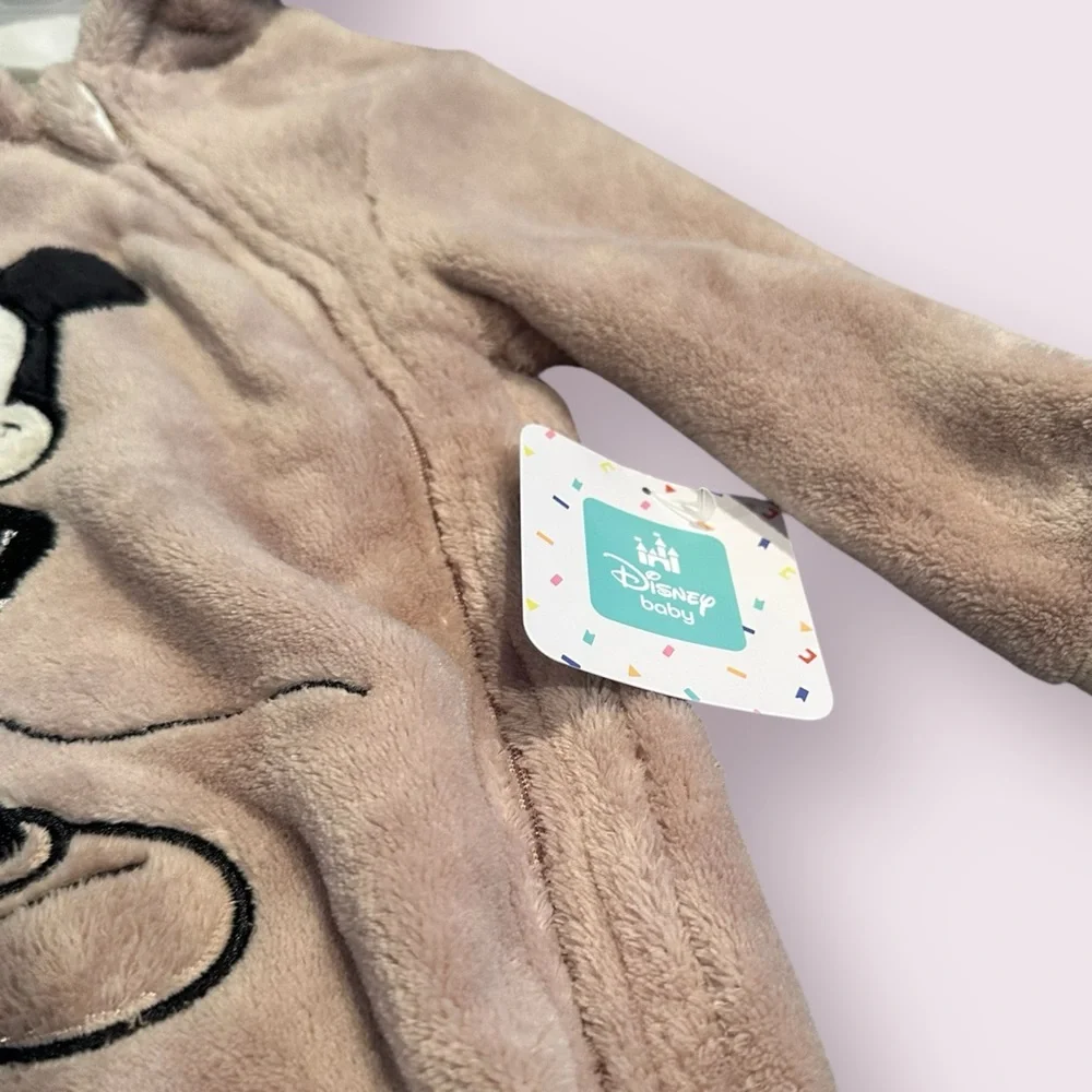 NWT Disney Baby Mickey Mouse One Piece Footies with Hood Tan Size 3/6 Months - Picture 3 of 10